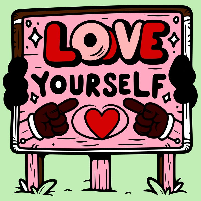 a sign where it is written: love yourself