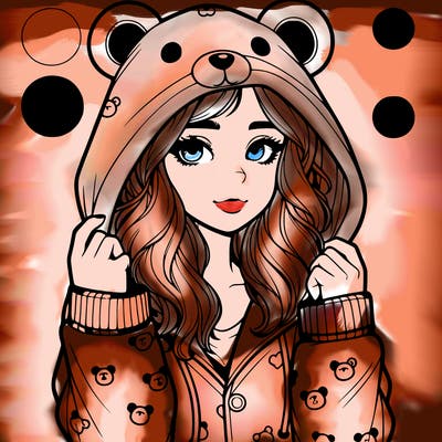 realistic girl in a animal pjs hoodie
