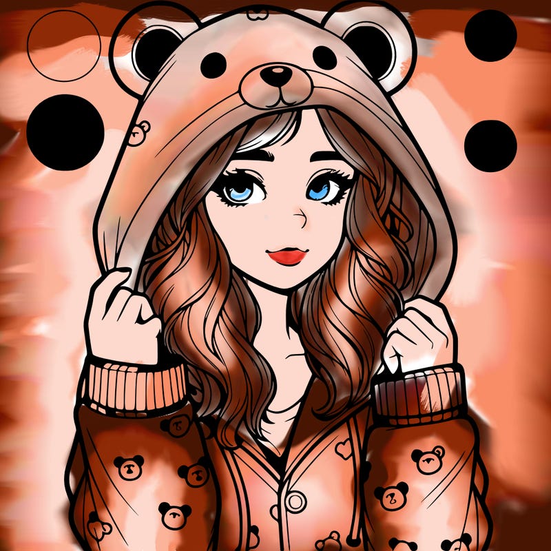 realistic girl in a animal pjs hoodie