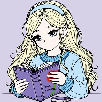 realistic girl reading a book