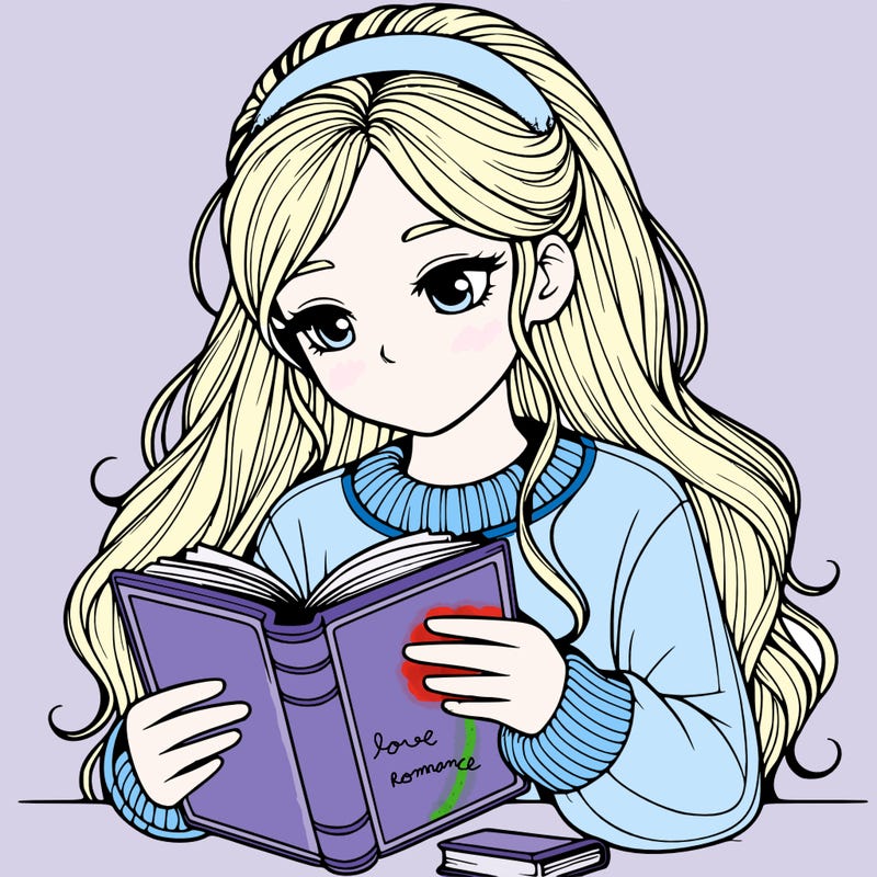 realistic girl reading a book