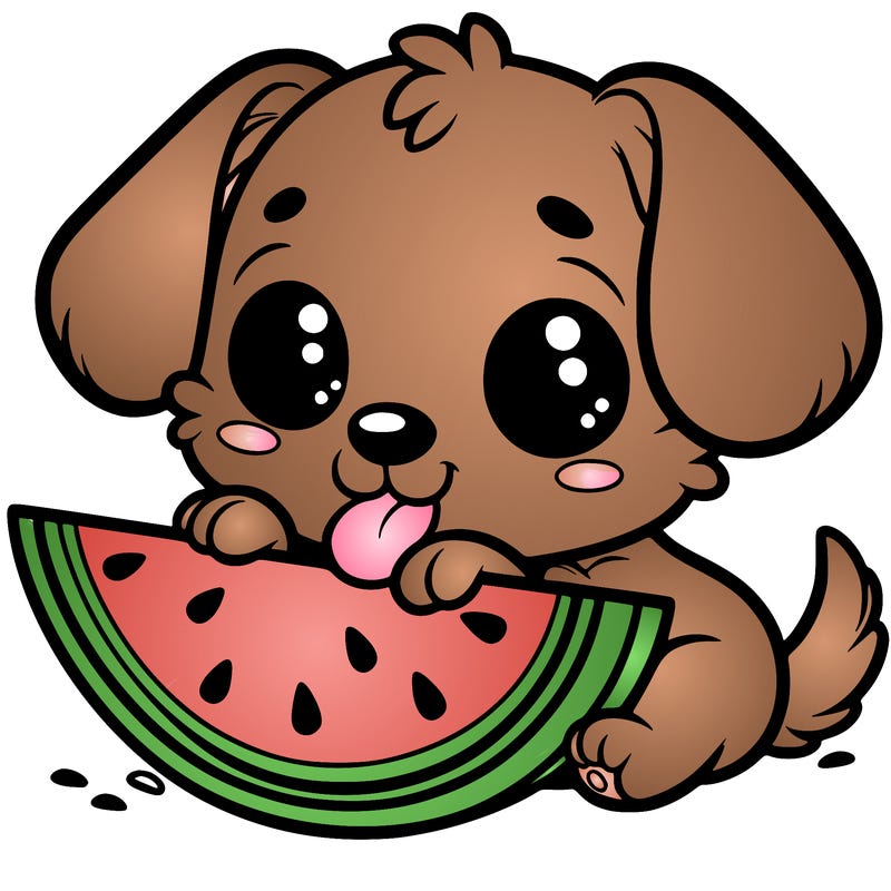 puppy eating watermelon