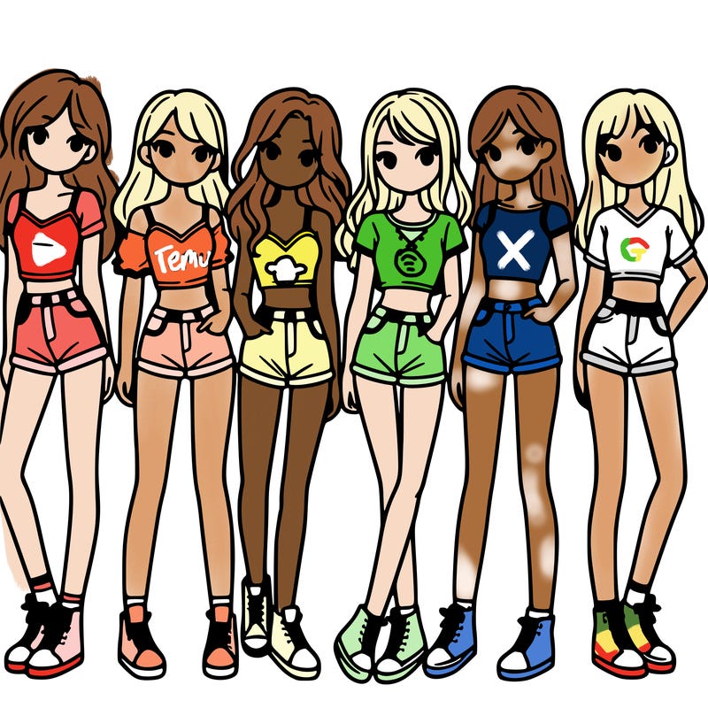 a group of girls wearing crop tops and shorts