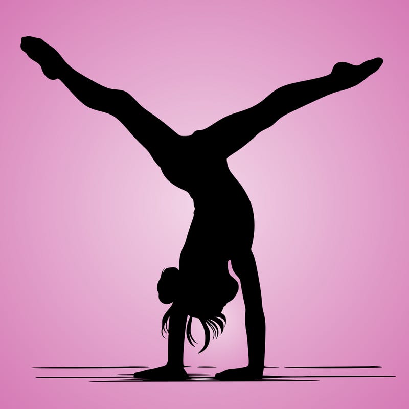 realistic gymnastic hand stand girl in four splits