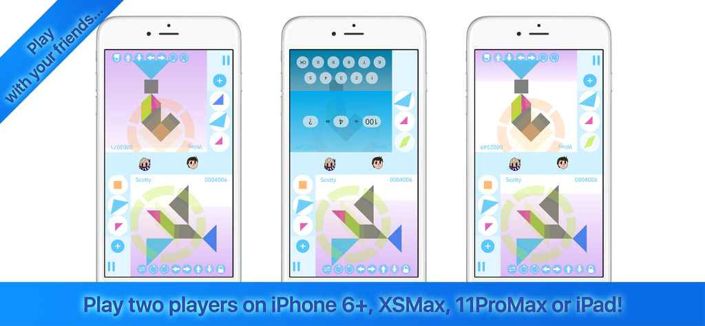 Classroom Math Drills - Modo multijogador em ecrã dividido na aplicação Exercícios de Matemática na Sala de Aula com puzzles matemáticos e tangrams