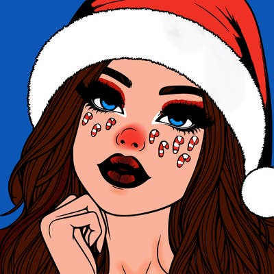 realistic christmas girl with lips