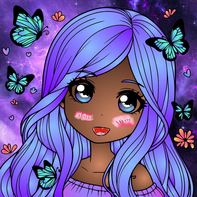 realistic girl with butterflies around her