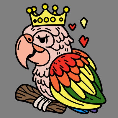 macaw with a crown
