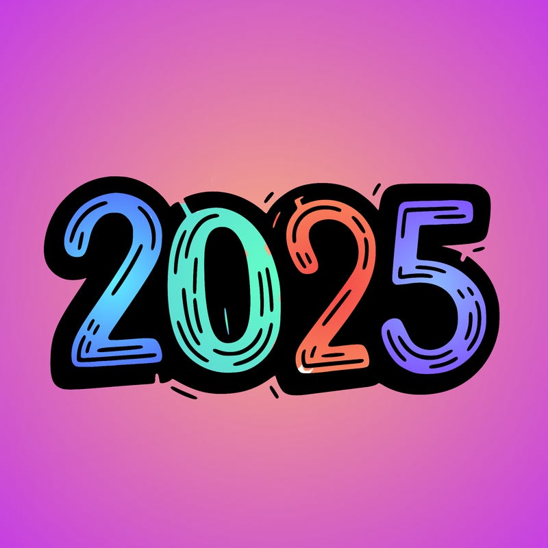 one line scrawled numbers sketch design “2025”