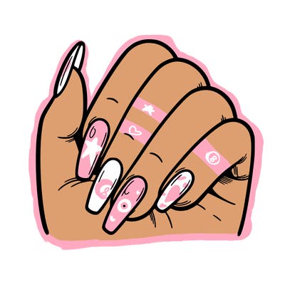 blank nails with blank hand