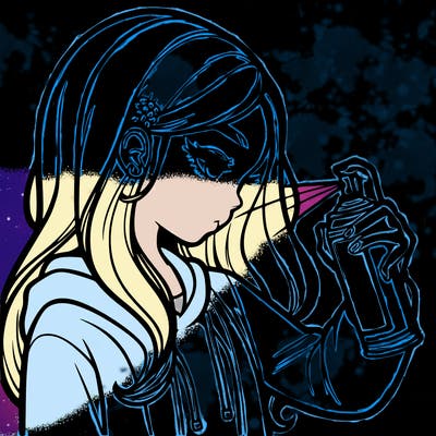 a realistic girl spray painting