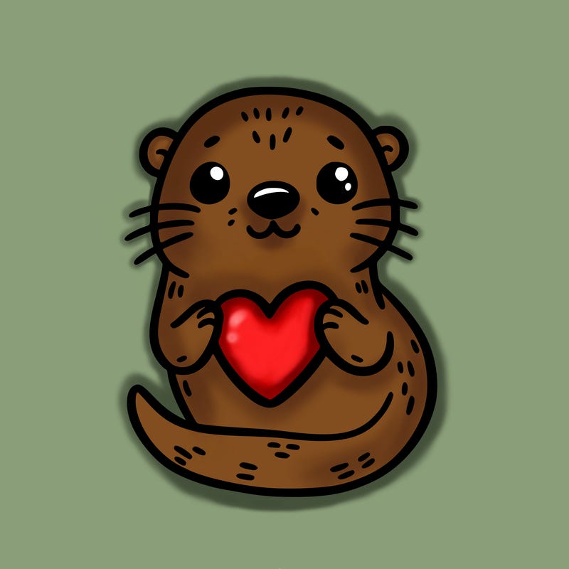 otter with a heart