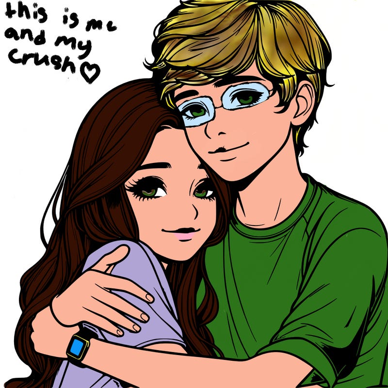 realistic teen girl hugging a realistic teen boy