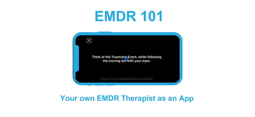 EMDR 101 - EMDR 101アプリのインターフェースで、スマートフォンのガイド付き眼球運動療法セッションが表示されています。