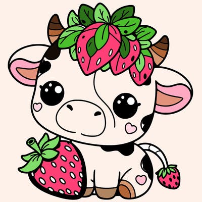 cute strawberry cow