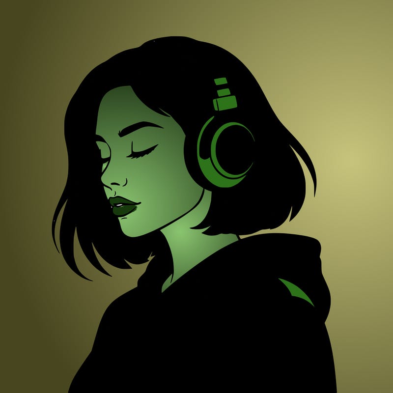 girl wearing headphones