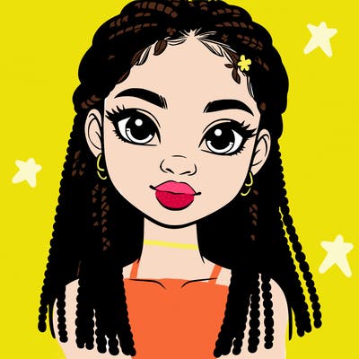a realistic black girl with braids