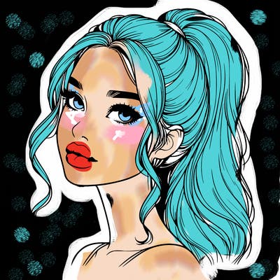 realistic girl with a ponytail on her hair and lips