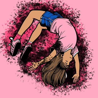 realistic girl doing a backflip