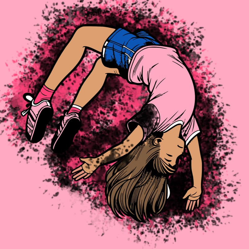 realistic girl doing a backflip