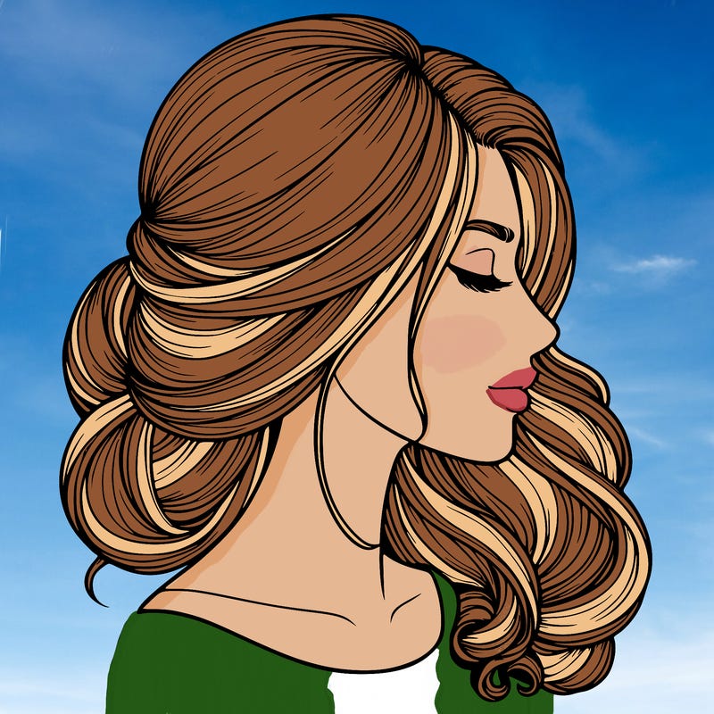 realistic woman's head & hair