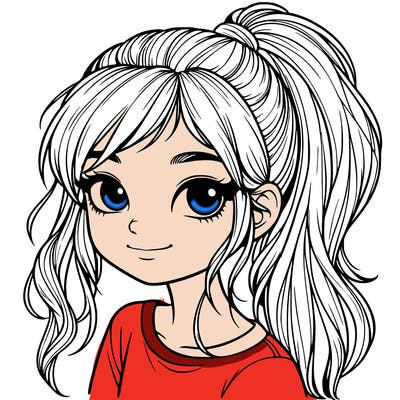 realistic girl with ponytail