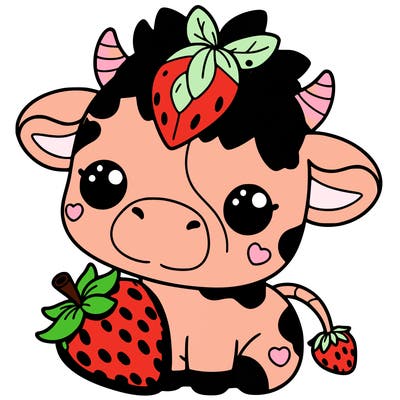 cute strawberry cow