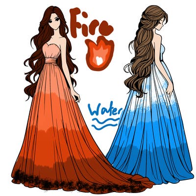 realistic woman with long flowing dress