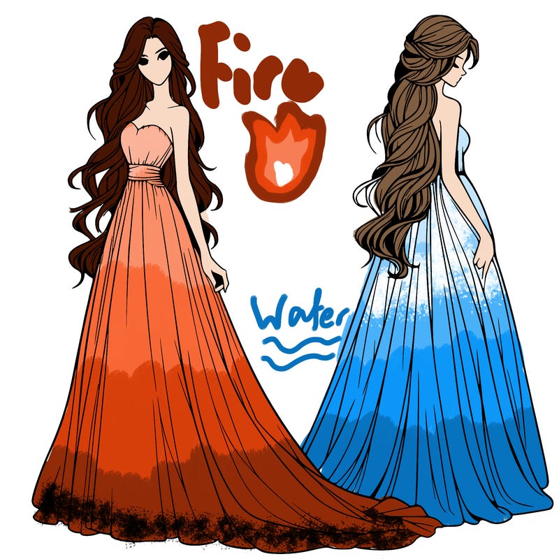 realistic woman with long flowing dress