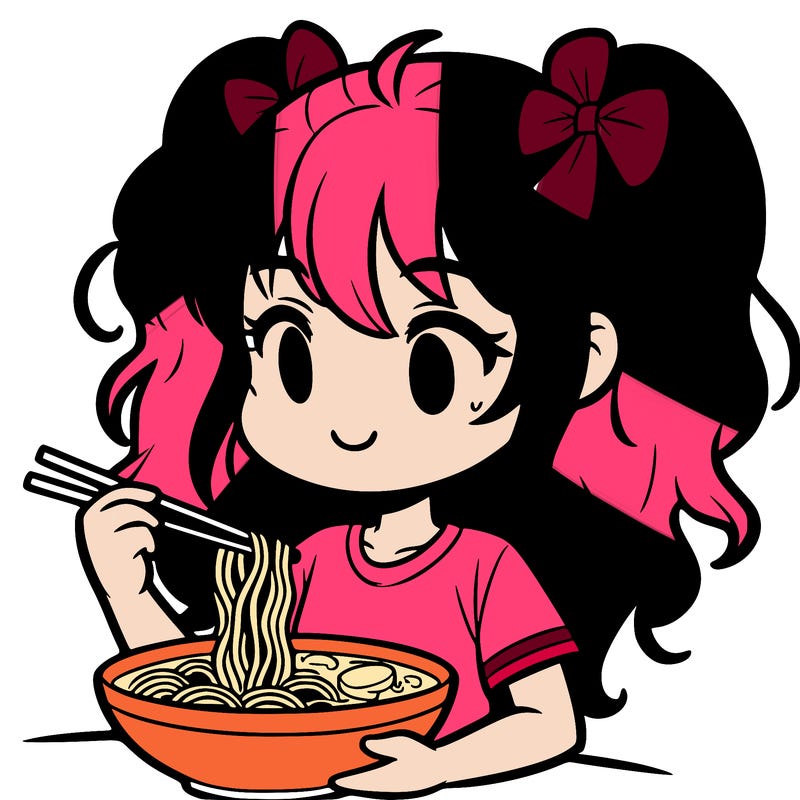 a girl eating ramen