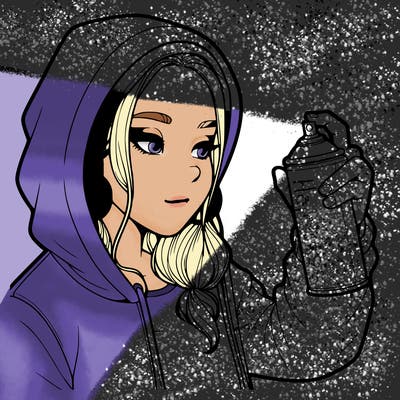 a realistic girl, spray painting