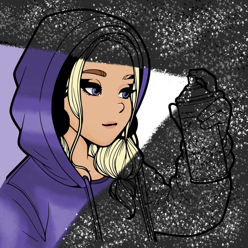 a realistic girl, spray painting