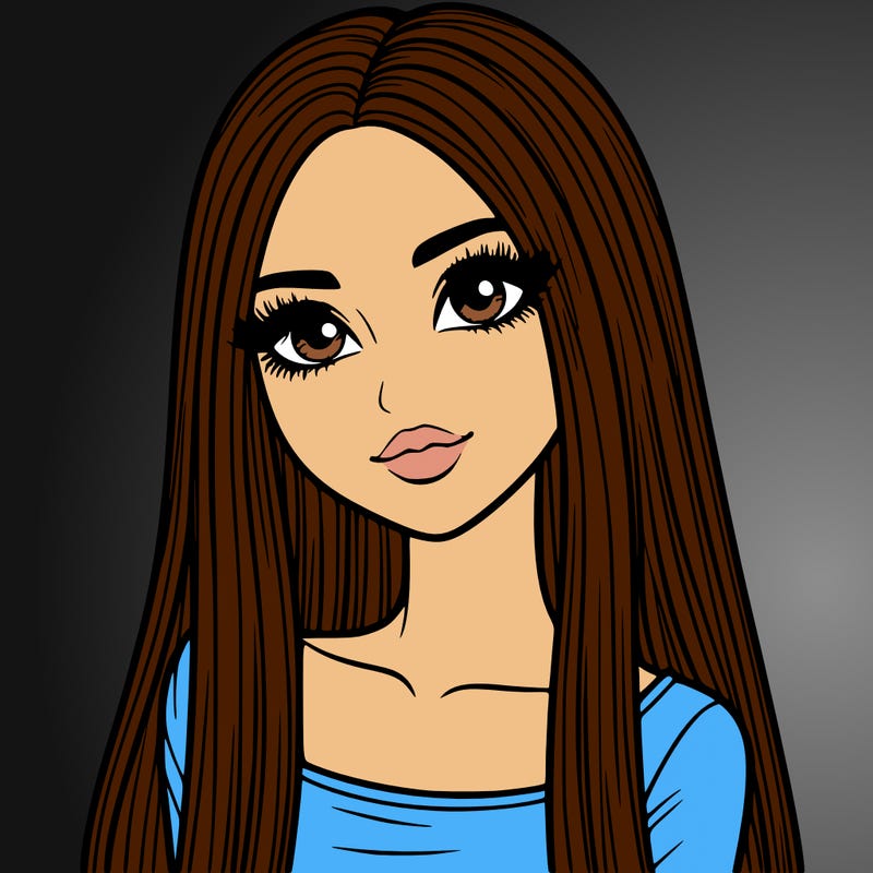 realistic girl with straight and long hair