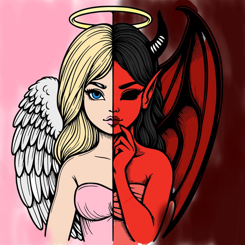 realistic angel half demon