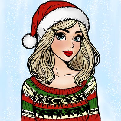 realistic lady in a christmas sweater