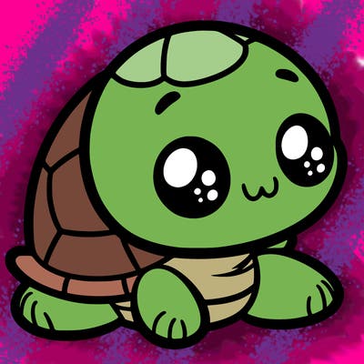 cute little animated turtle