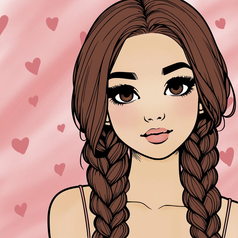 realistic girl with braids