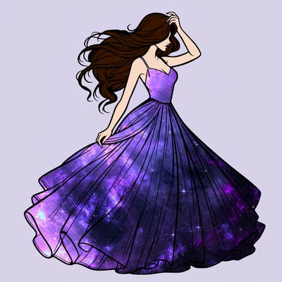 realistic woman with dress flowing in the wind