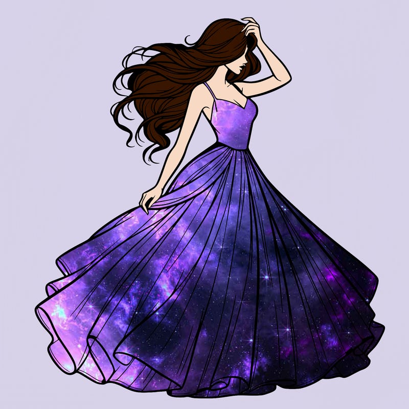 realistic woman with dress flowing in the wind