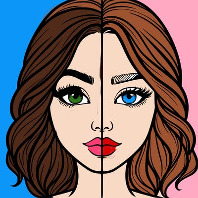 realistic girl split half