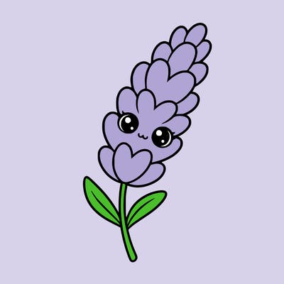 the flower lavender kawaii but cute and a little realistic