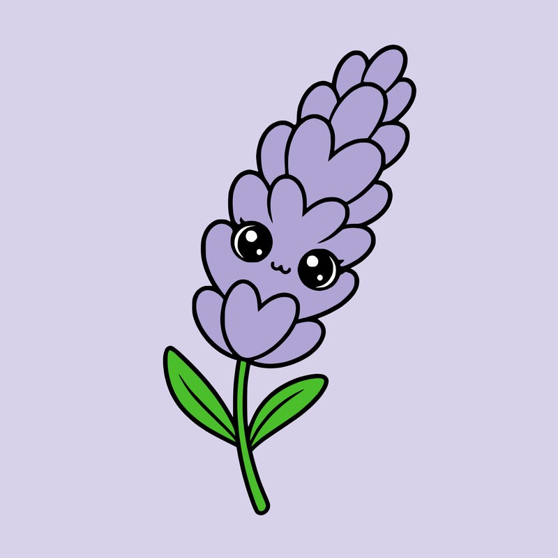 the flower lavender kawaii but cute and a little realistic