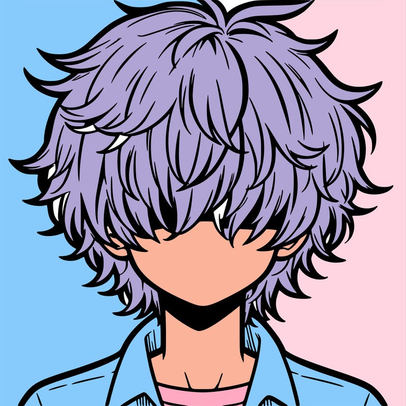 manga boy fluffy hair covering his eyes