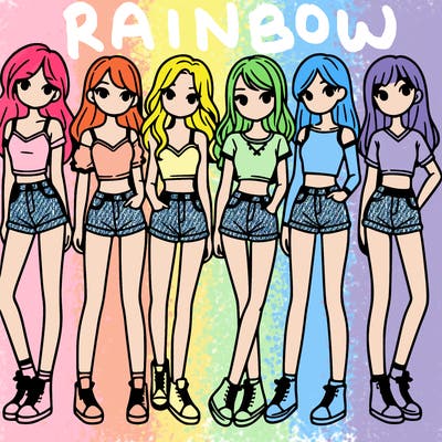 a group of girls wearing crop tops and shorts