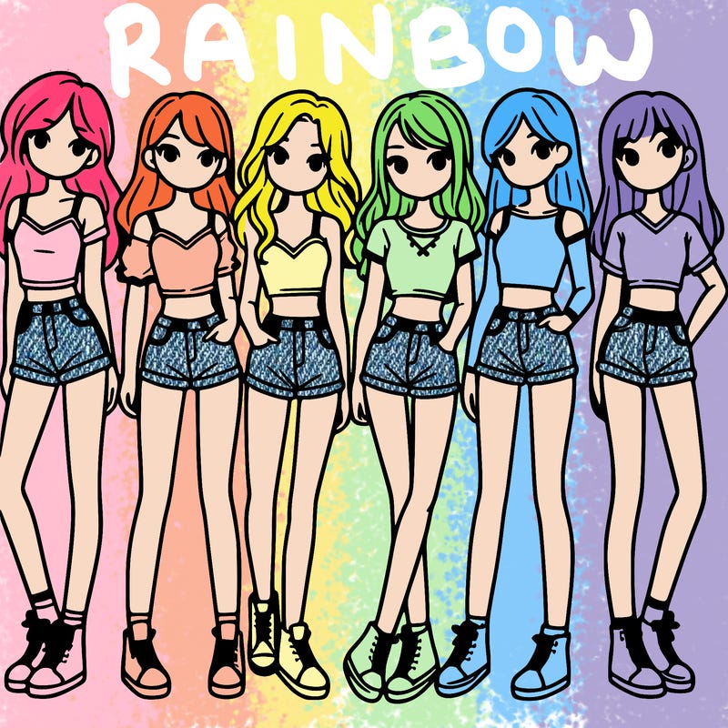 a group of girls wearing crop tops and shorts