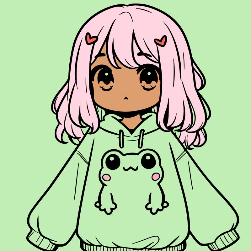 girl wearing frogging sweatshirt