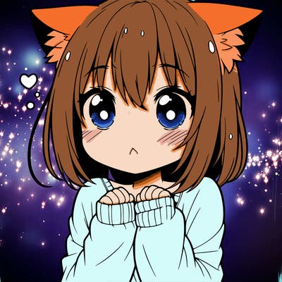 shy anime catgirl