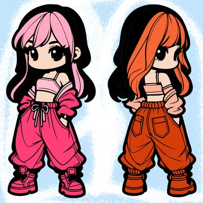 girl in crop top and baggy pants