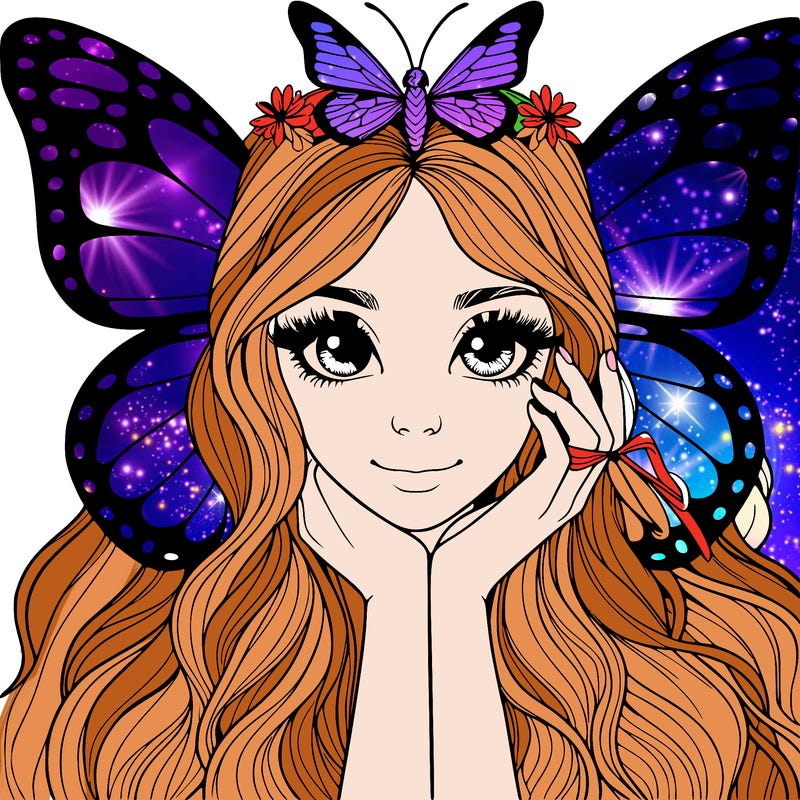 butterfly realistic girl