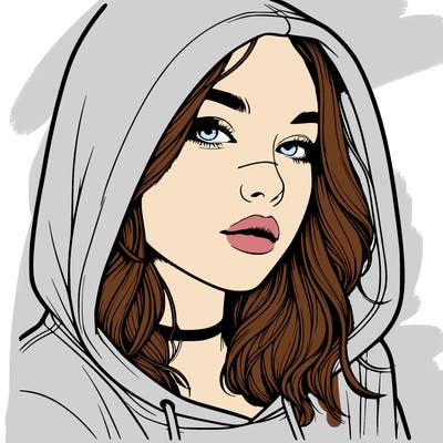 realistic girl with hood on